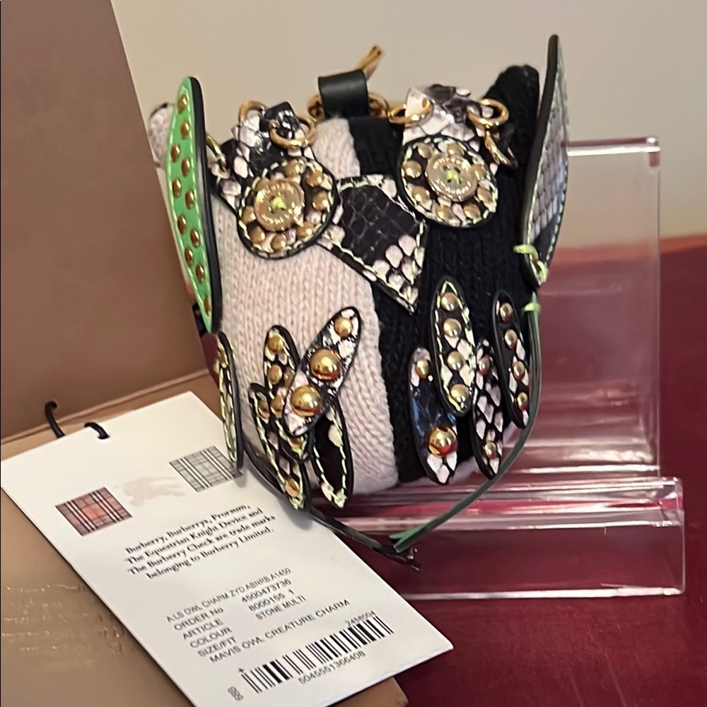 Burberry Black and Cream Mavis Owl Creature bag charm / key chain